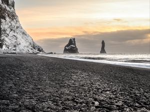 Превью обои скалы, море, волны, берег, природа