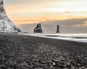 Превью обои скалы, море, волны, берег, природа