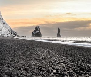 Превью обои скалы, море, волны, берег, природа