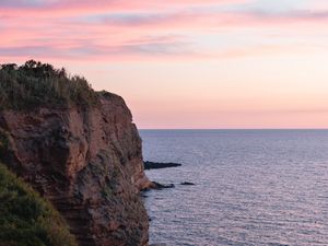 Превью обои скалы, обрыв, каменный, море, горизонт