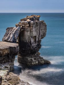 Превью обои скалы, обрыв, море, пейзаж, горизонт