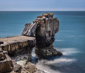 Превью обои скалы, обрыв, море, пейзаж, горизонт