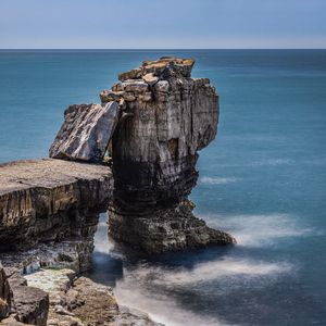 Превью обои скалы, обрыв, море, пейзаж, горизонт