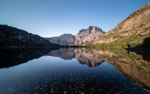 Превью обои скалы, озеро, отражение, природа