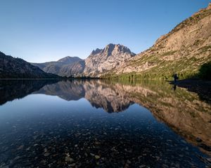 Превью обои скалы, озеро, отражение, природа