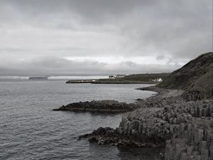 Превью обои скалы, побережье, море, волны, волнистый