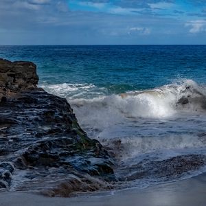 Превью обои скалы, побережье, прибой, волны, море