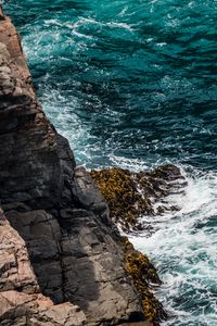 Превью обои скалы, прибой, море, водоросли, пена