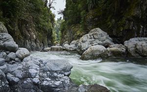 Превью обои скалы, река, вода, поток, камни, природа