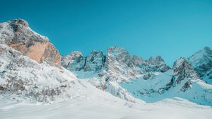 Превью обои скалы, снег, зима, природа, пейзаж