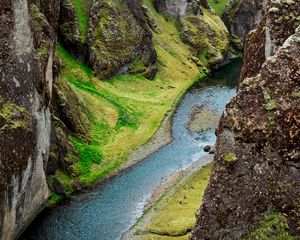 Превью обои скалы, ущелье, обрыв, река, природа