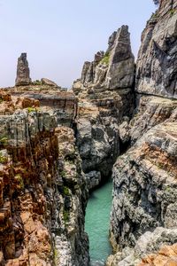 Превью обои скалы, ущелье, река