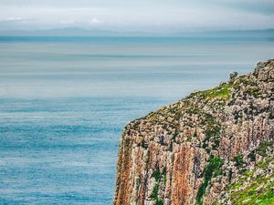 Превью обои скалы, утес, море, горизонт, небо