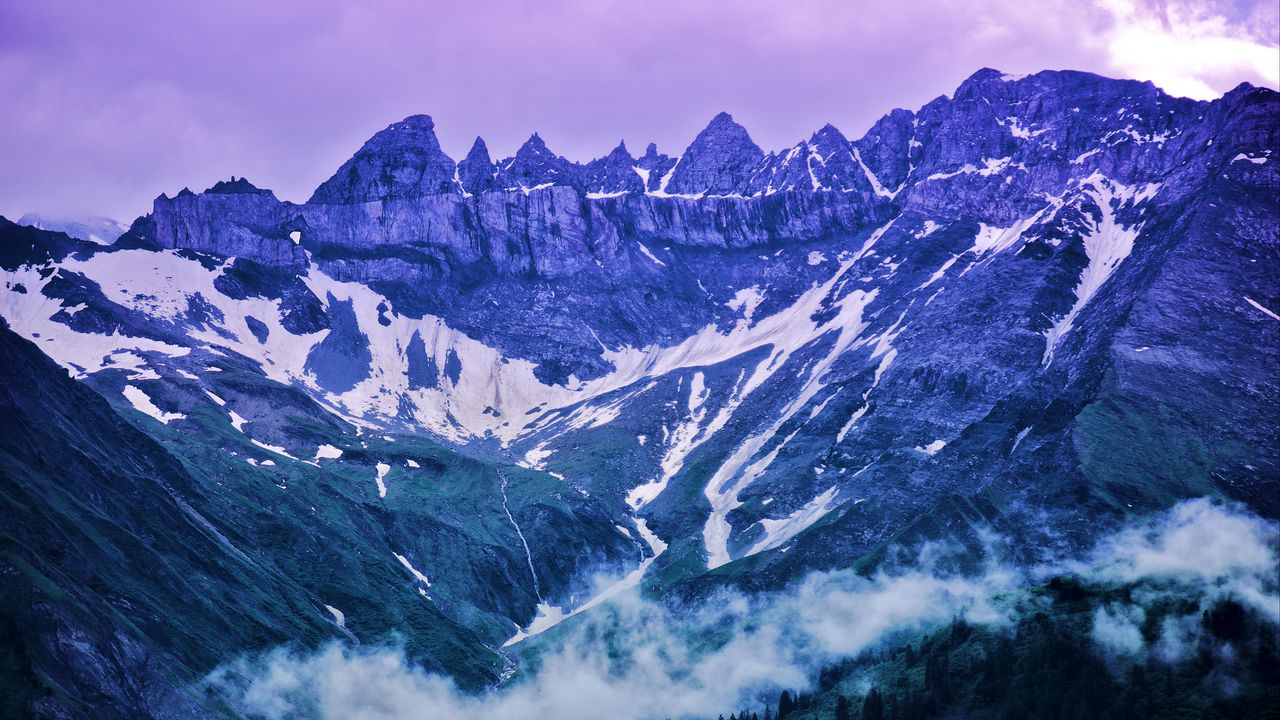 Обои скалы, вершины, горы, снег, заснеженный