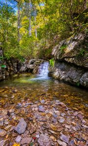 Превью обои скалы, вода, река, природа, пейзаж