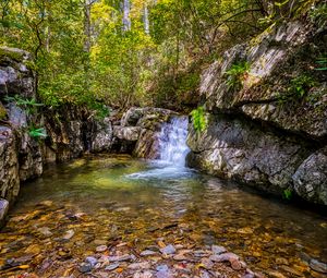 Превью обои скалы, вода, река, природа, пейзаж