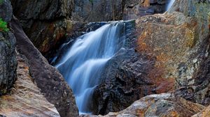 Превью обои скалы, водопад, пейзаж