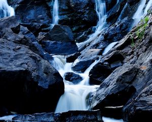 Превью обои скалы, водопад, поток