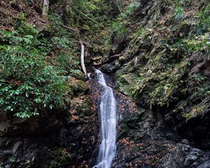 Превью обои скалы, водопад, вода, природа