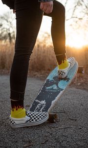 Превью обои скейтборд, скейтер, ноги, стиль