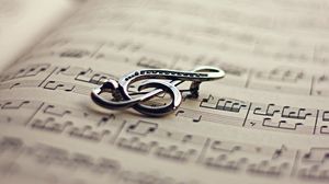 Превью обои скрипичный ключ, ноты, лист, бумага