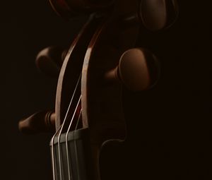 Превью обои скрипка, музыкальный инструмент, музыка, темный, макро