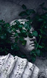 Превью обои скульптура, античный, листва, руины