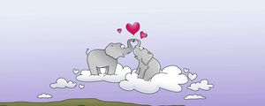 Превью обои слоны, пара, поцелуй, сердце, облако