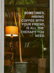 Превью обои слова, текст, кофе, кафе, лампа, книги