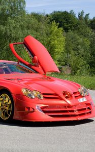 Превью обои slr mclaren, 999, 2011, mercedes-benz, red gold dream ueli anliker