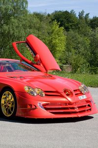 Превью обои slr mclaren, 999, 2011, mercedes-benz, red gold dream ueli anliker