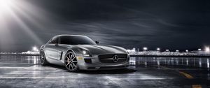 Превью обои sls amg, sls amg gt, 2013, серый, ночь