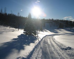 Превью обои снег, дорога, зима