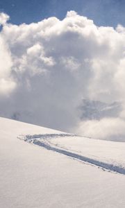 Превью обои снег, тропинка, склон, холм