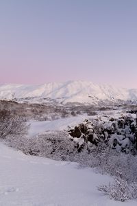 Превью обои снег, зима, гора, природа, пейзаж