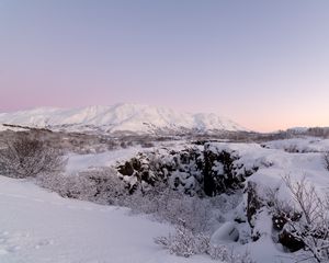 Превью обои снег, зима, гора, природа, пейзаж