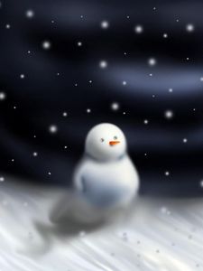 Превью обои снеговик, метель, снег, ночь