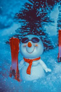 Превью обои снеговик, новый год, рождество, снег, статуэтка, игрушка