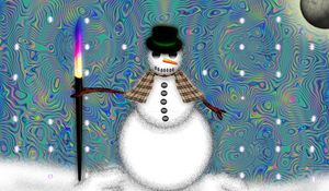 Превью обои снеговик, огонь, узоры, фон, яркий