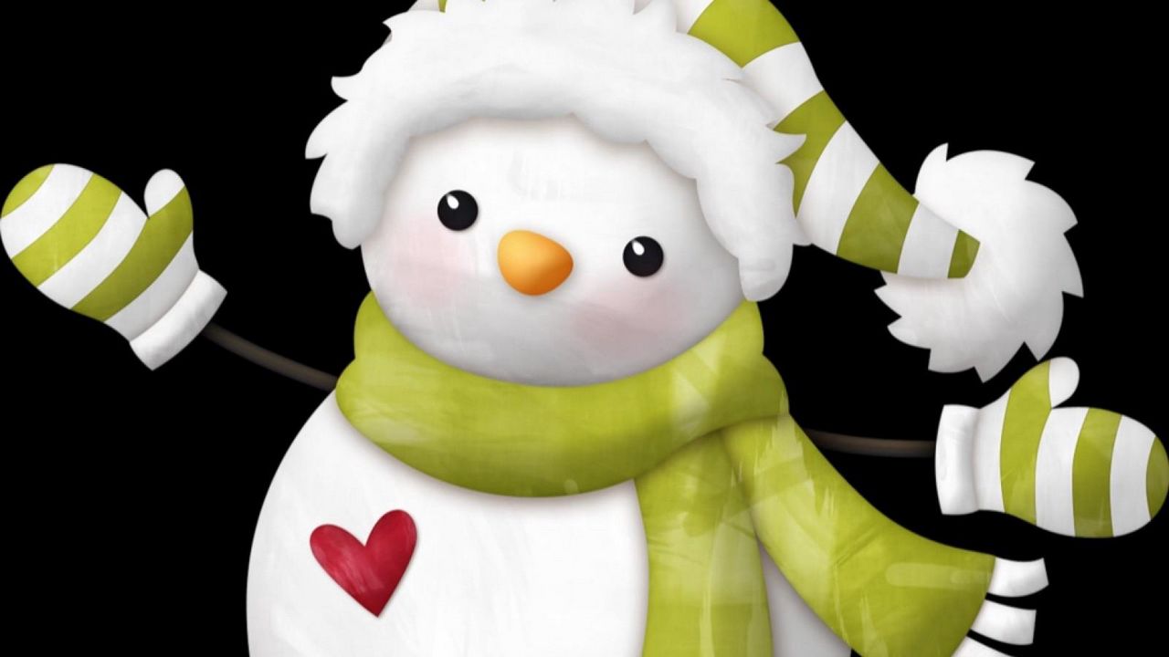 Обои снеговик, шапка, шарф, сердце
