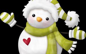 Превью обои снеговик, шапка, шарф, сердце
