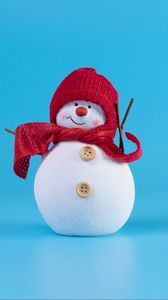 Превью обои снеговик, шарф, шапка, новый год