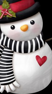 Превью обои снеговик, шарф, шляпа, сердце, варежки