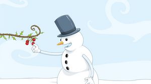 Превью обои снеговик, снег, еда, рисунок