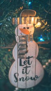 Превью обои снеговик, украшение, гирлянда, елка, новый год, рождество