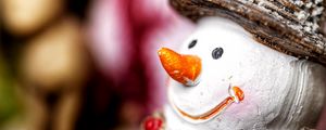 Превью обои снеговик, улыбка, новый год, рождество