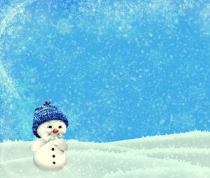 Превью обои снеговик, зима, рождество, новый год, милый, иллюстрация