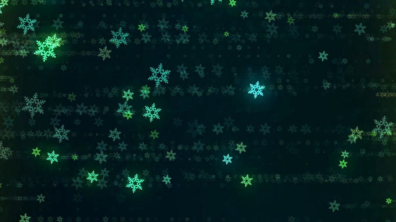 Обои снежинки, блеск, абстракция, зеленый