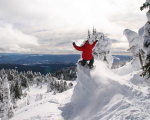 Превью обои сноуборд, экстрим, зима, спуск
