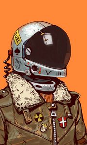 Превью обои солдат, шлем, арт, digital art, sci-fi
